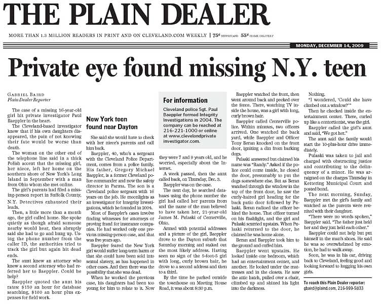 Private Eye Found Missing N.Y. Teen